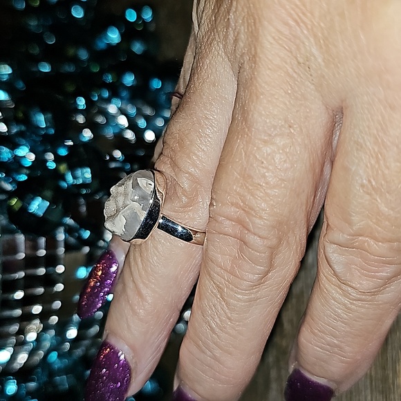 New STERLING SILVER Coconut Druzy Ring SIZE 6 - Picture 4 of 7